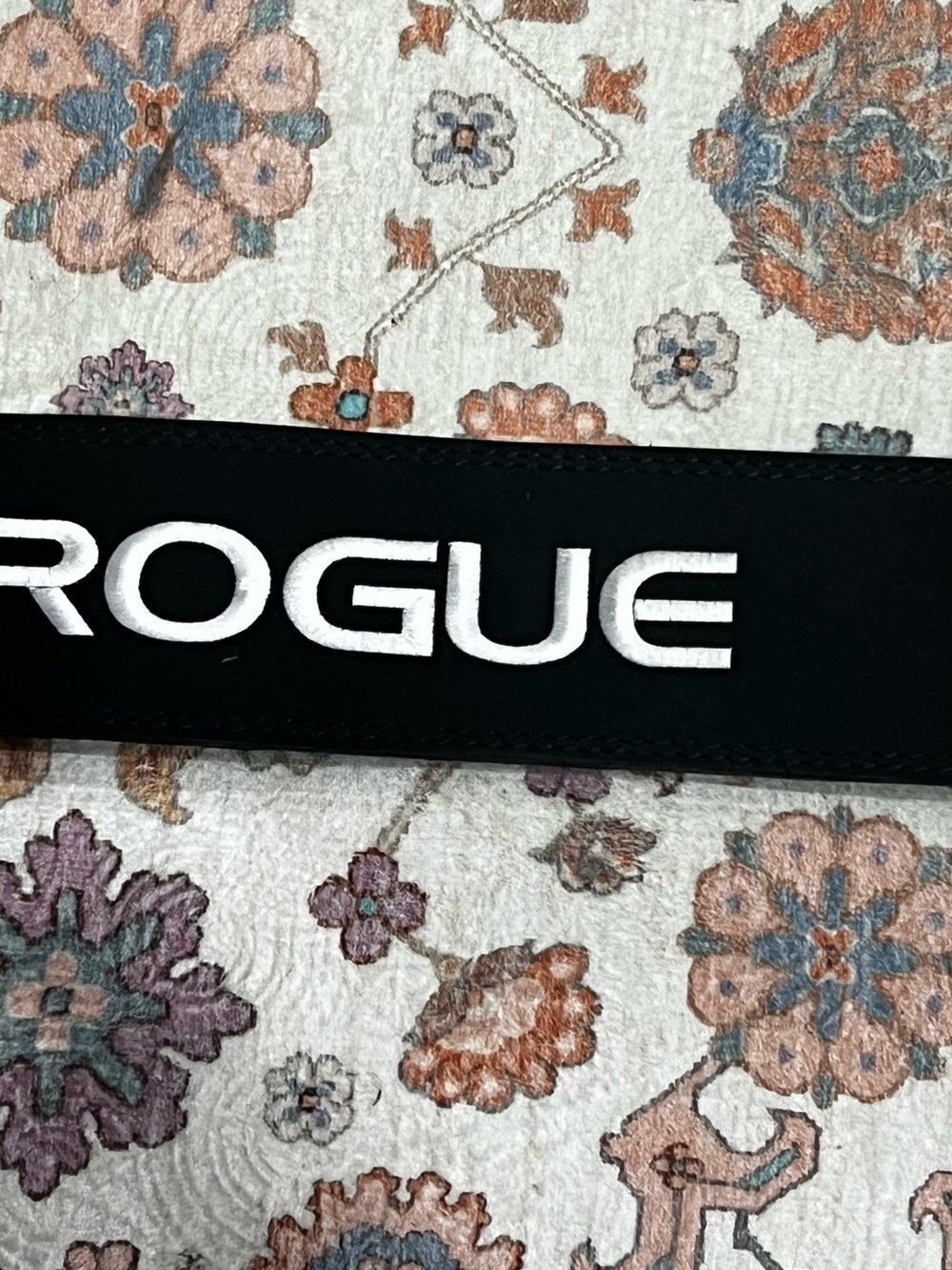 Rogue Black Lifting Belt with White Logo